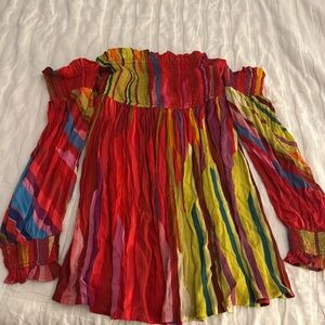 Brand New with tags off the shoulder/multi color dress